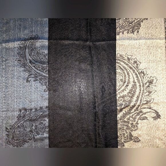 $5 Item! Melanie Lyne Vex Collection Blue Black Gold Huge Paisley Fringe Scarf - Picture 2 of 10